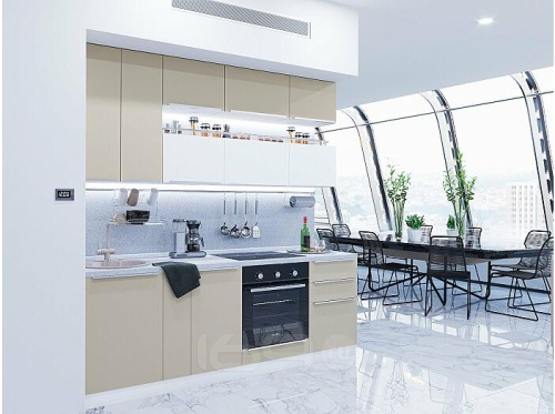 Модульный кухонный гарнитур Фьюжн-01 cream silk, silky white 2340x2300x600