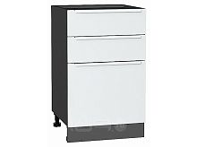 Шкаф нижний с 3-мя ящиками Фьюжн Silky White Graphite 816*500*480