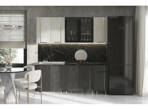 Кухонный гарнитур Виктория камень светлый, камень темный 2140x2000x600