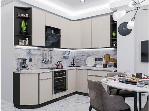 Модульный кухонный гарнитур Фьюжн-04 silky grey 2340x2200/1800x600