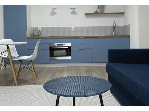 Модульный кухонный гарнитур Фьюжн-07 silky blue, silky white 2140x2700x600 фото 2