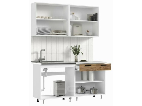 Кухонный гарнитур Рио белый, юкон 2140x1600x600 фото 3