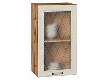 Шкаф верхний с 1-ой остекленной дверцей Ницца Дуб крем/Дуб Вотан 716*400*318