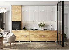Кухонный гарнитур Рио белый глянец, дуб крафт 2500x3000x600