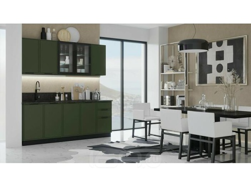Кухонный гарнитур Николь холст темно-зеленый 2140x2000x600 фото 2