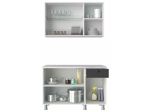 Кухонный гарнитур Деми графит, голубой 2090x1200x600 фото 3