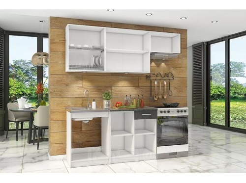 Кухонный гарнитур Бланка спринт, антрацит 2154x2000x600 фото 2