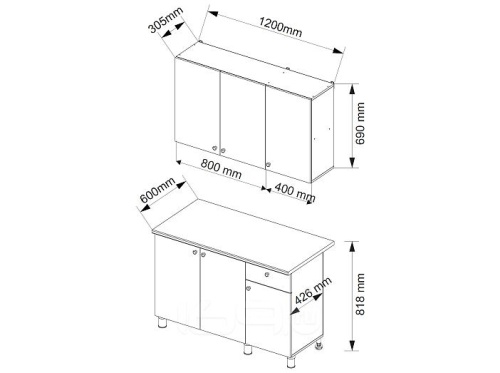 Кухонный гарнитур Деми графит, голубой 2090x1200x600 фото 4
