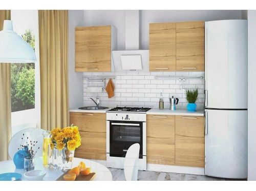 Модульный кухонный гарнитур Логика-01 дуб галифакс 2040x1400x600