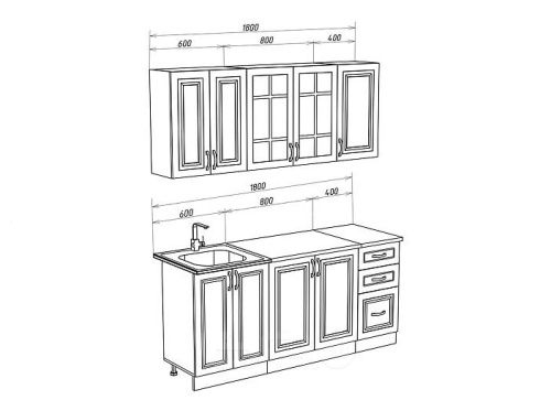 Кухонный гарнитур Констанция белый матовый, джинс 2140x1800x600 фото 2