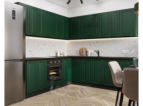 Модульный кухонный гарнитур Дублин-02 special green 2140x2200/2400x600