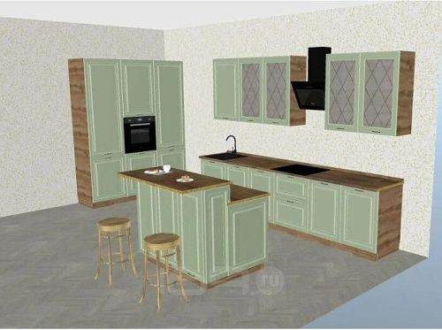 Модульный кухонный гарнитур Ницца дуб оливковый 2130x3400/1800x600 фото 4