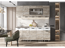 Кухонный гарнитур Рио белый, юкон 2140x1800x600