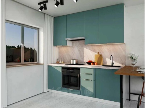 Модульный кухонный гарнитур Флэт grey-green in 2s 2340x2100x318 фото 2