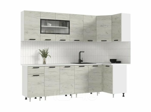 Кухонный гарнитур Рио дуб крафт белый 2140x2600/1000x600 фото 2