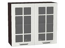 Шкаф верхний с 2-мя остекленными дверцами Прага Белое дерево Graphite 920*800*318