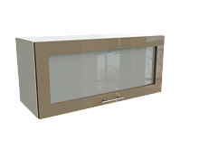 Шкаф ВГ800 верхний горизонтальный со стеклом Валерия-М БЕЛ/КАПУЧИНО Ф88