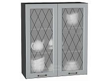 Шкаф верхний с 2-мя остекленными дверцами Ницца Графит/Graphite 920*800*318