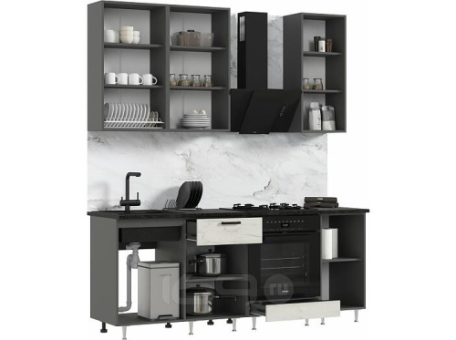 Кухонный гарнитур Рио дуб крафт белый 2100x2000x600 фото 3