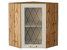 Шкаф верхний угловой остекленный Ницца Агат/Дуб Вотан 716*600*600