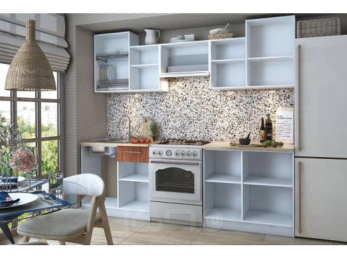 Кухонный гарнитур Бланка ваниль, амбер 2155x2385x600 фото 2