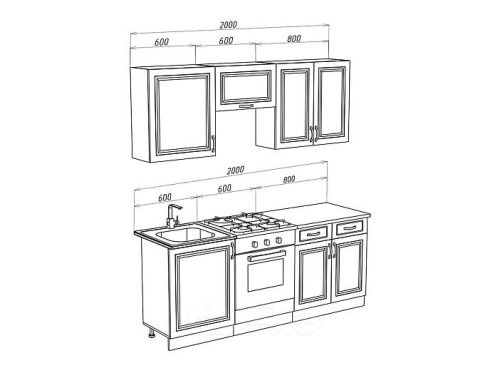 Кухонный гарнитур Констанция мускат 2140x2000x600 фото 2