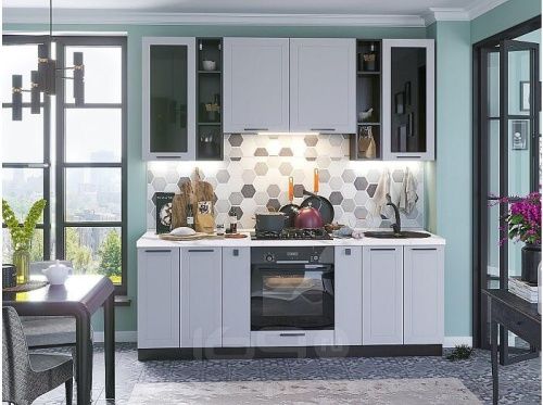 Модульный кухонный гарнитур Глетчер-01 гейнсборо силк 2340x2200x600