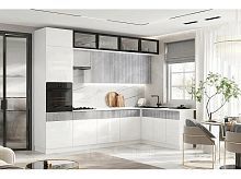 Кухонный гарнитур Оливия белый глянец, мрамор глянец 2500x3000x600