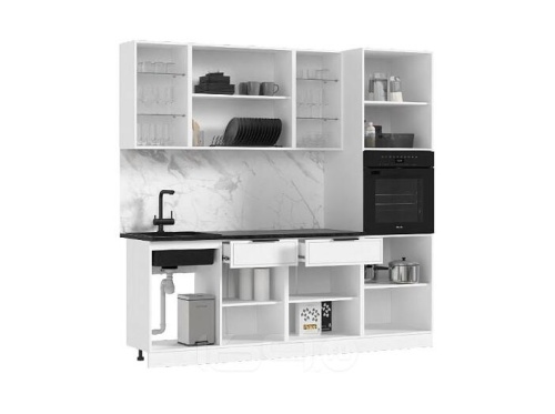 Кухонный гарнитур Николь браш деним блю 2140x2200x600 фото 2