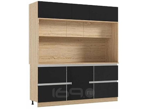 Кухонный гарнитур Карина пластер блэк 2270x2050x600 фото 2