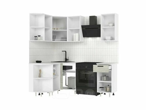 Кухонный гарнитур Рио дуб крафт белый 2140x2000/1300x600 фото 3