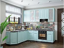Модульный кухонный гарнитур Ницца-03 голубой 2340x1890/2400x600