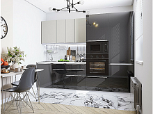 Модульный кухонный гарнитур Фьюжн-07 anthracite, silky light grey 2140x2700x600