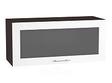 Шкаф верхний горизонтальный остекленный Валерия-М ВГ 800 Белый глянец-Венге