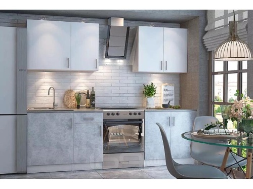 Кухонный гарнитур Уют белый, бетон 2155x1800x600