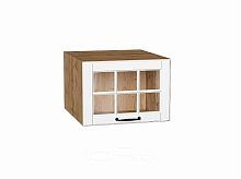 Шкаф верхний горизонтальный остекленный глубокий Дублин Special White/Дуб Вотан 358*500*574