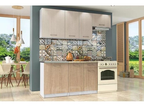 Кухонный гарнитур Бланка крослайн карамель, крослайн латте 2155x2000x600