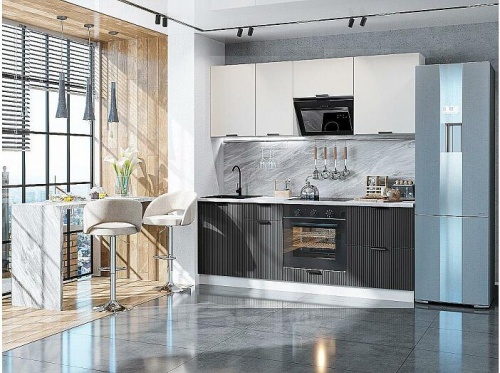 Модульный кухонный гарнитур Евро антрацит, агат 2140x2000x600