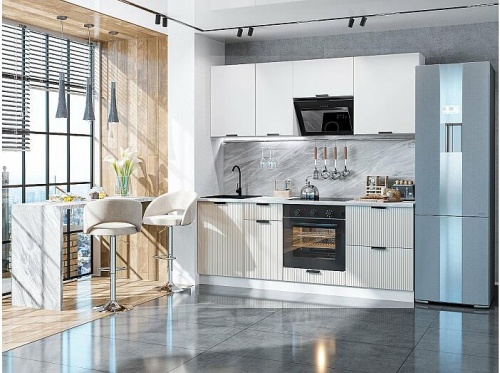 Модульный кухонный гарнитур Евро белый 2140x2000x600