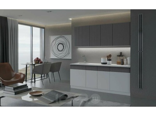 Кухонный гарнитур Оливия белый снег софт, графит софт new 2000x2000x600