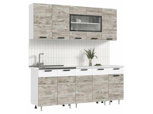 Кухонный гарнитур Рио белый, юкон 2140x1800x600 фото 2