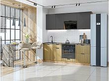 Модульный кухонный гарнитур Евро антрацит, дуб песочный 2140x2000x600