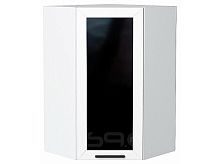 Шкаф верхний угловой остекленный Глетчер Айленд Силк Белый 920*600*600