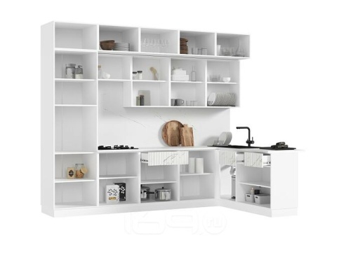 Кухонный гарнитур Оливия белый глянец, мрамор золото 2500x3000x600 фото 3