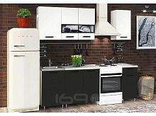 Кухонный гарнитур Рио белый глянец, черный 2138x1700x600