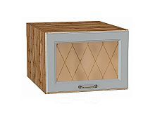 Шкаф верхний горизонтальный остекленный глубокий Ницца Графит/Дуб Вотан 358*500*574