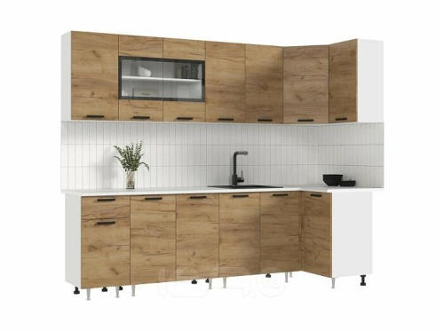 Кухонный гарнитур Рио дуб крафт 2140x2600/1000x600 фото 2