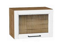 Шкаф верхний горизонтальный остекленный Сканди White Silkwood/Дуб Вотан 358*500*320