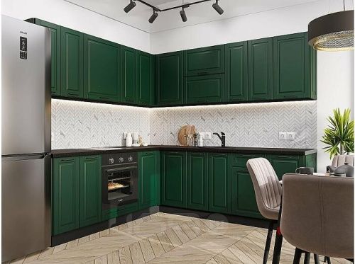 Модульный кухонный гарнитур Дублин-02 special green 2140x2200/2400x600 фото 2