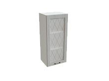 Шкаф В409 с 1-ой дверью со стеклом Ницца БЕЛ/ДУБ/СЕР Ф25Н